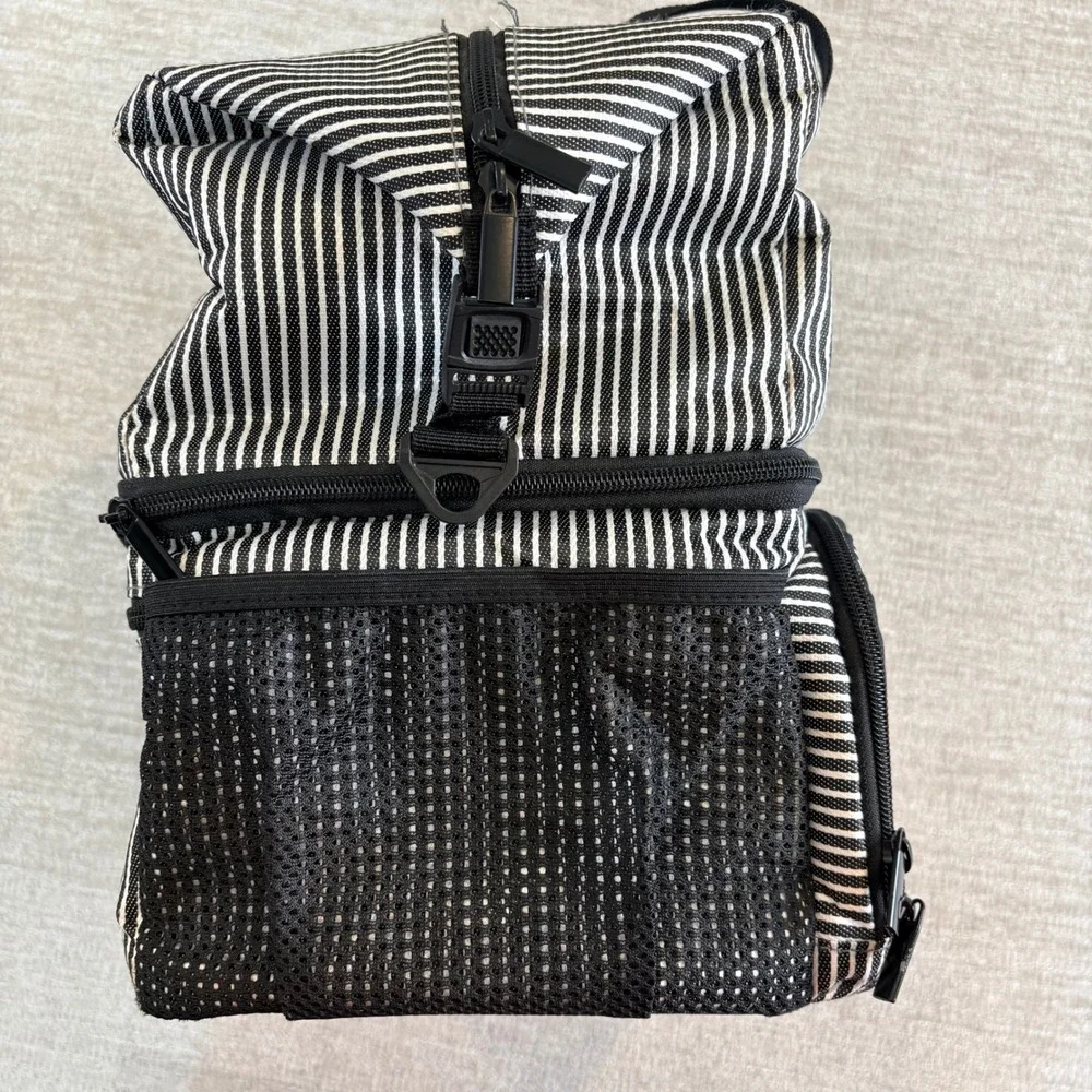 Luxja Breast Pump Bag Women OS Black White Pinstripe Insulated Professional